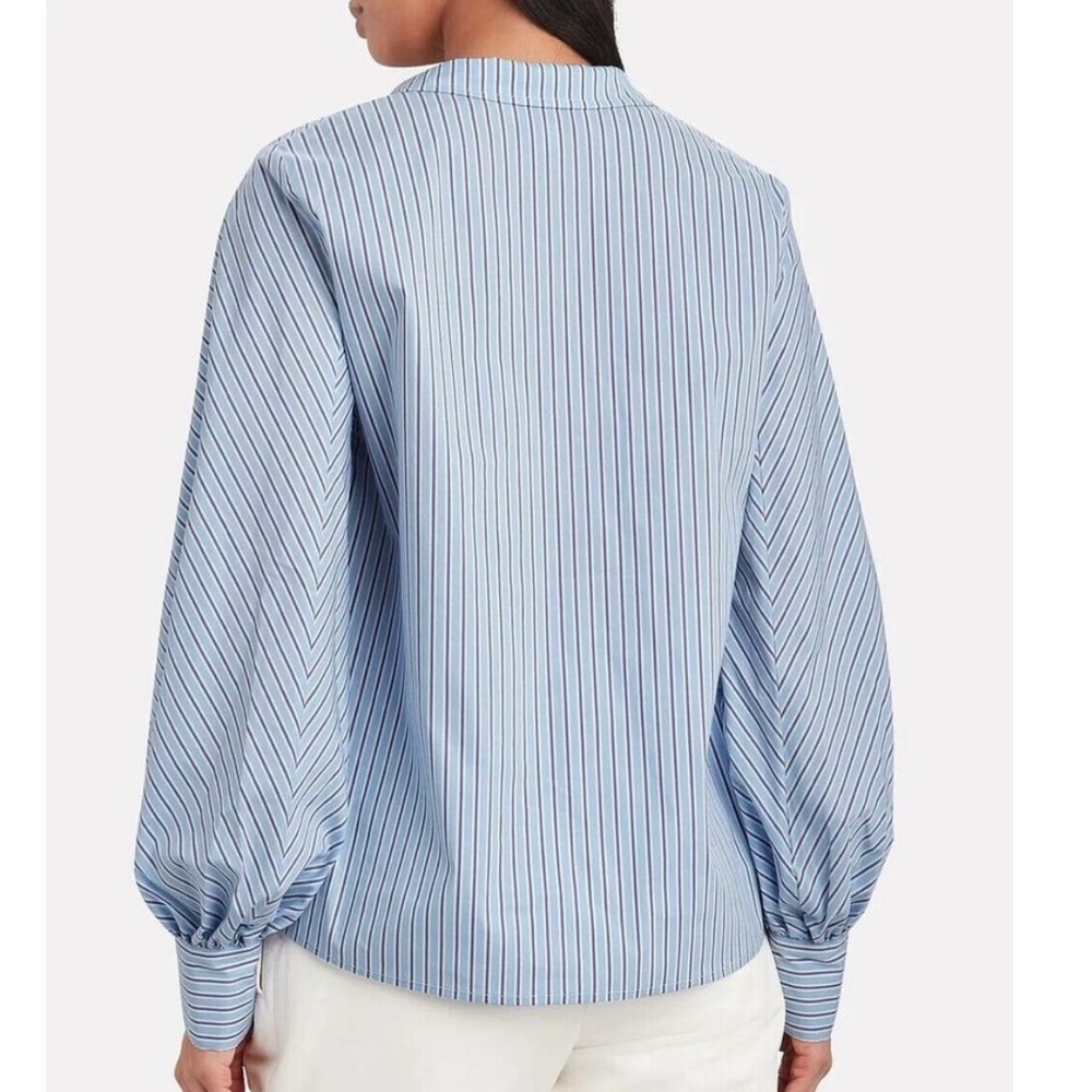 Munthe Jetset Striped Puff Sleeve Blouse Cotton Blend Popover size 6 classic - Picture 2 of 10